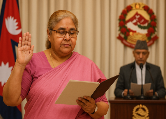 सुशीला कार्कीद्वारा अन्तरिम प्रधानमन्त्रीको शपथ ग्रहण